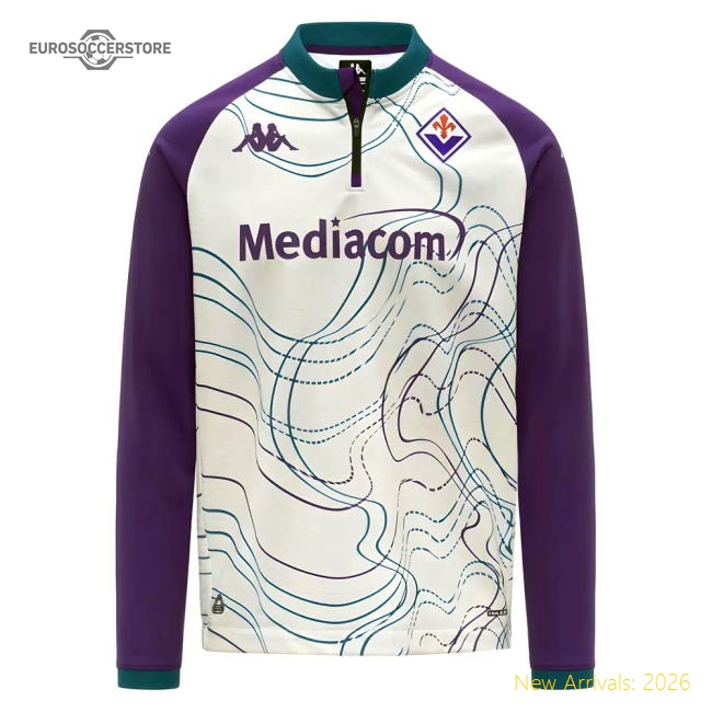 High-Quality 2025-2026 Fiorentina Pre Match Sweat Top (White-Violet)
