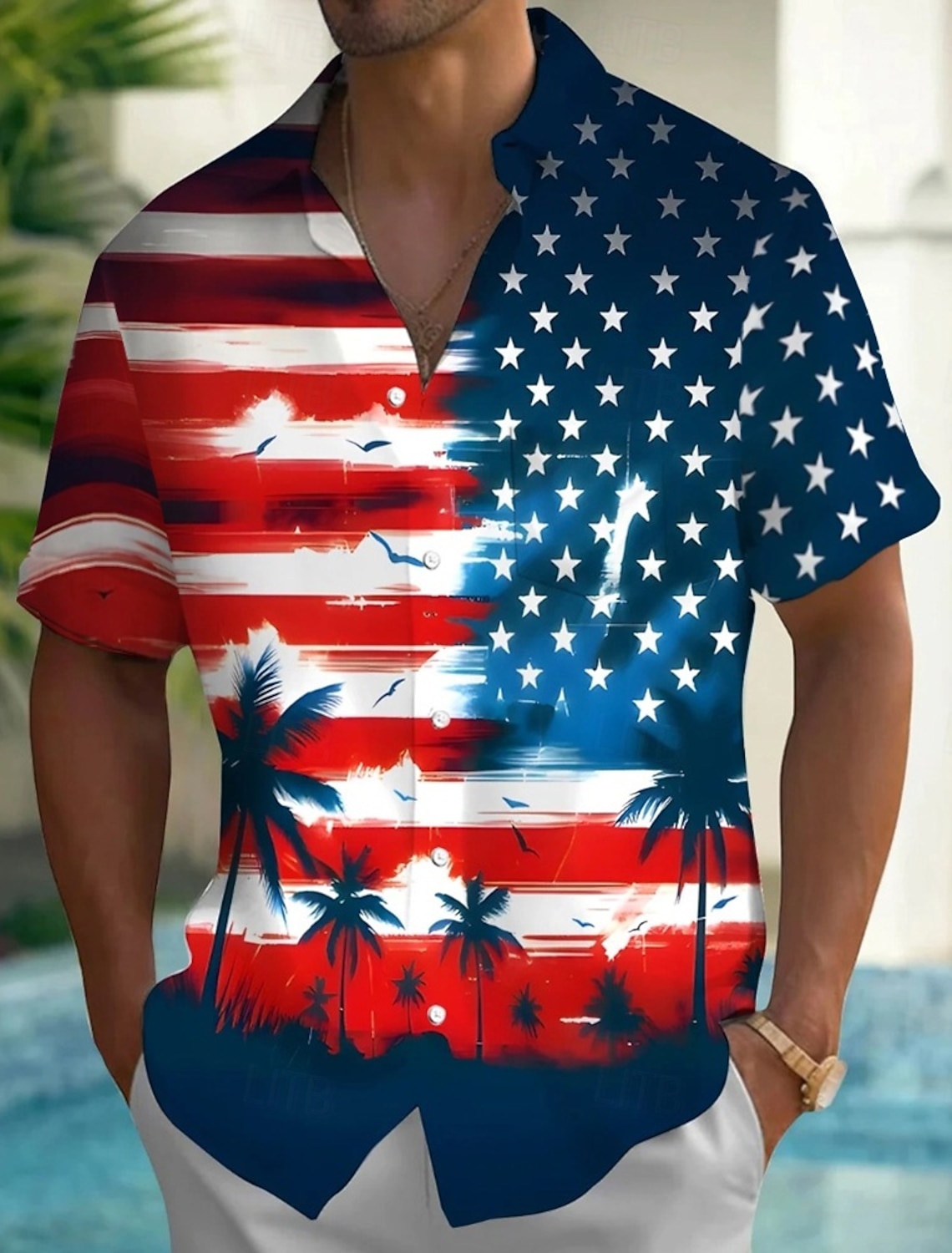 Independence Day Men's American US Flag 4th of July U.S. 250th Anniversary Patriotic Shirt Summer Shirt Button Up Shirt Short Sleeve Fashion Casual Holiday Summer Spring Turndown 3D Print Collared