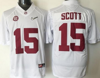 Men's Alabama Bama White 2016 embroidered None #15 away jersey Jersey