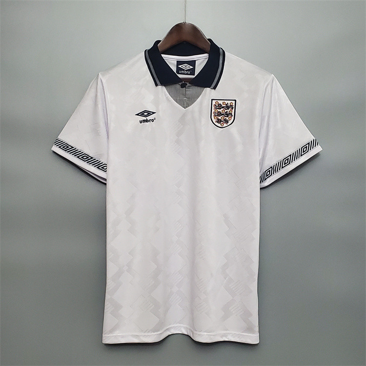 1990 England Home White Retro Soccer Jersey Football Shirt - Official