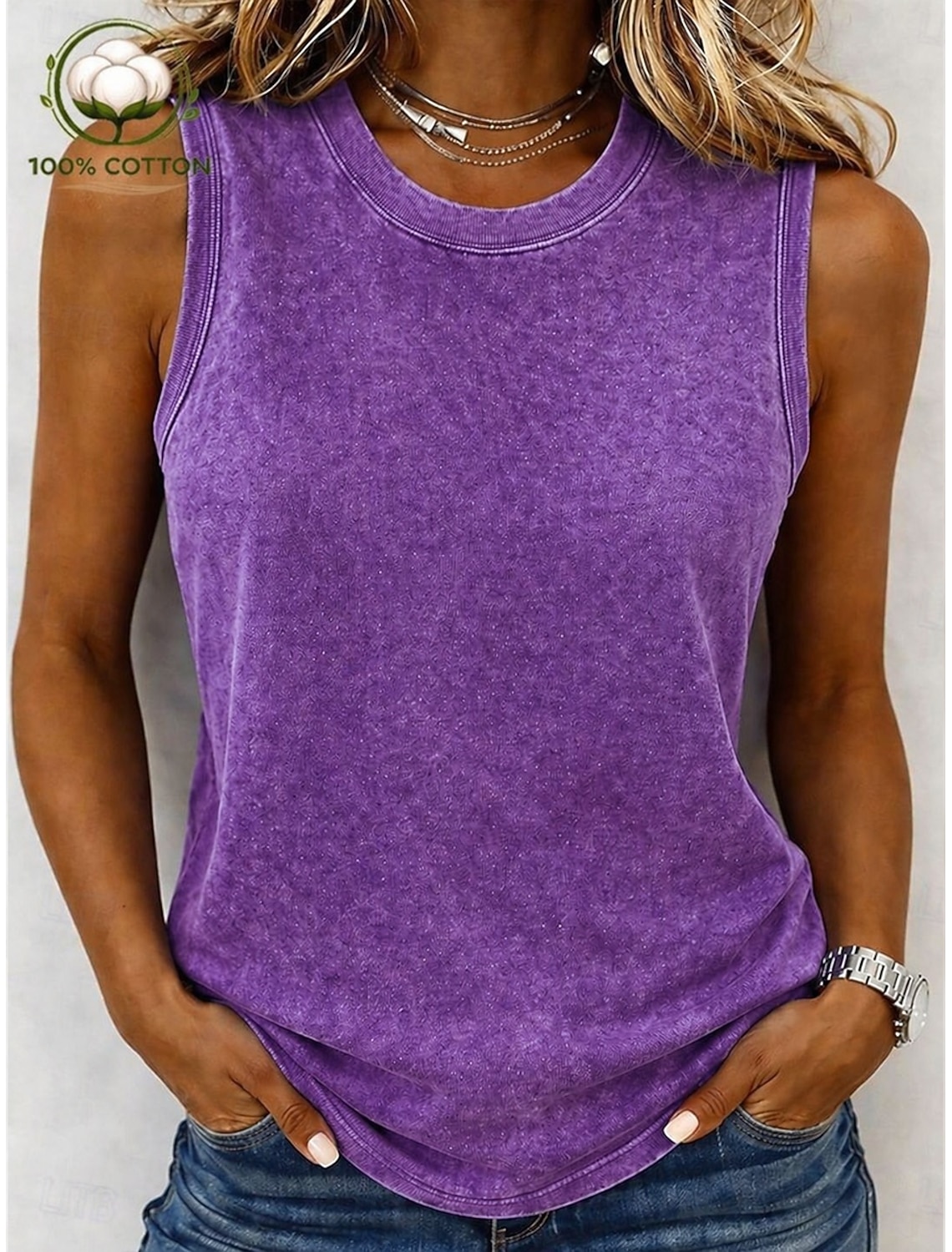 SoftFade™ Women's Vintage 100% Cotton Tank Top - Soft Washed Sleeveless Basic Tops
