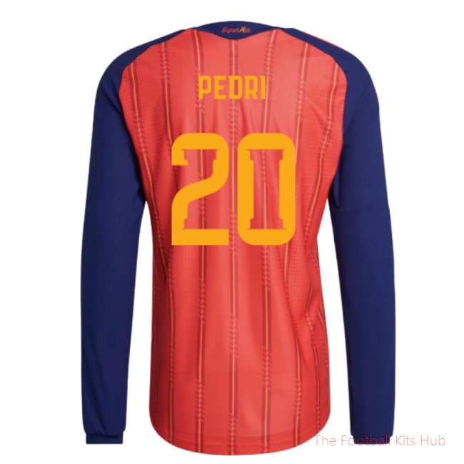 2026-2027 Spain Authentic Long Sleeve Home Shirt (Pedri 20)
