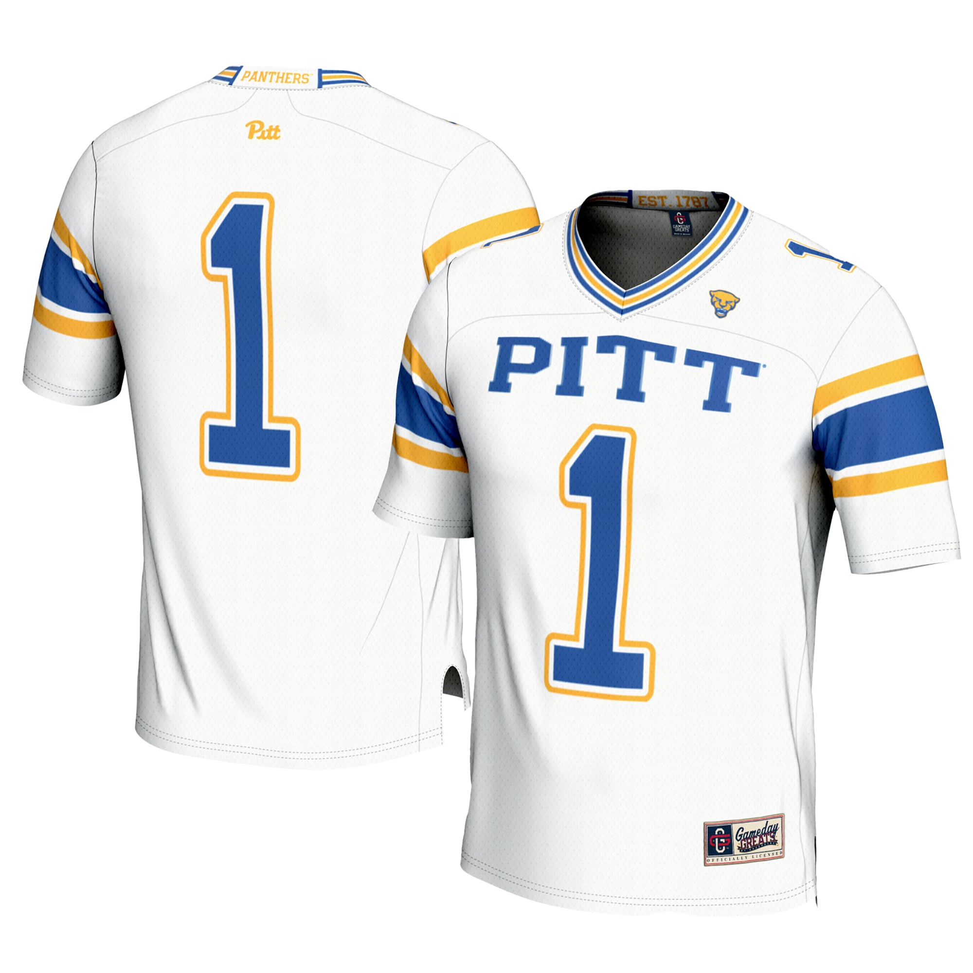 Youth #1 White Pitt Panthers Football Jersey