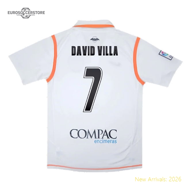 Valencia 2007-08 Home Shirt ((Excellent) S) (David Villa 7)