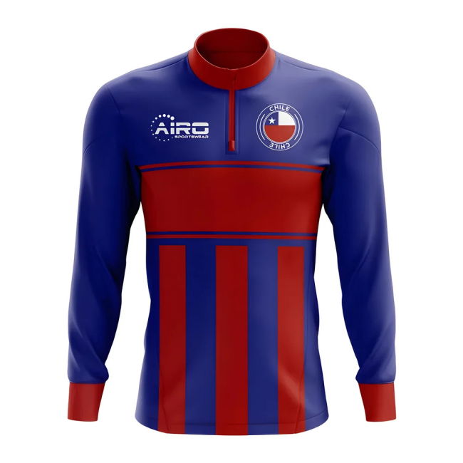 Team Chile Concept Football Half Zip Midlayer Top (Blue-Red)