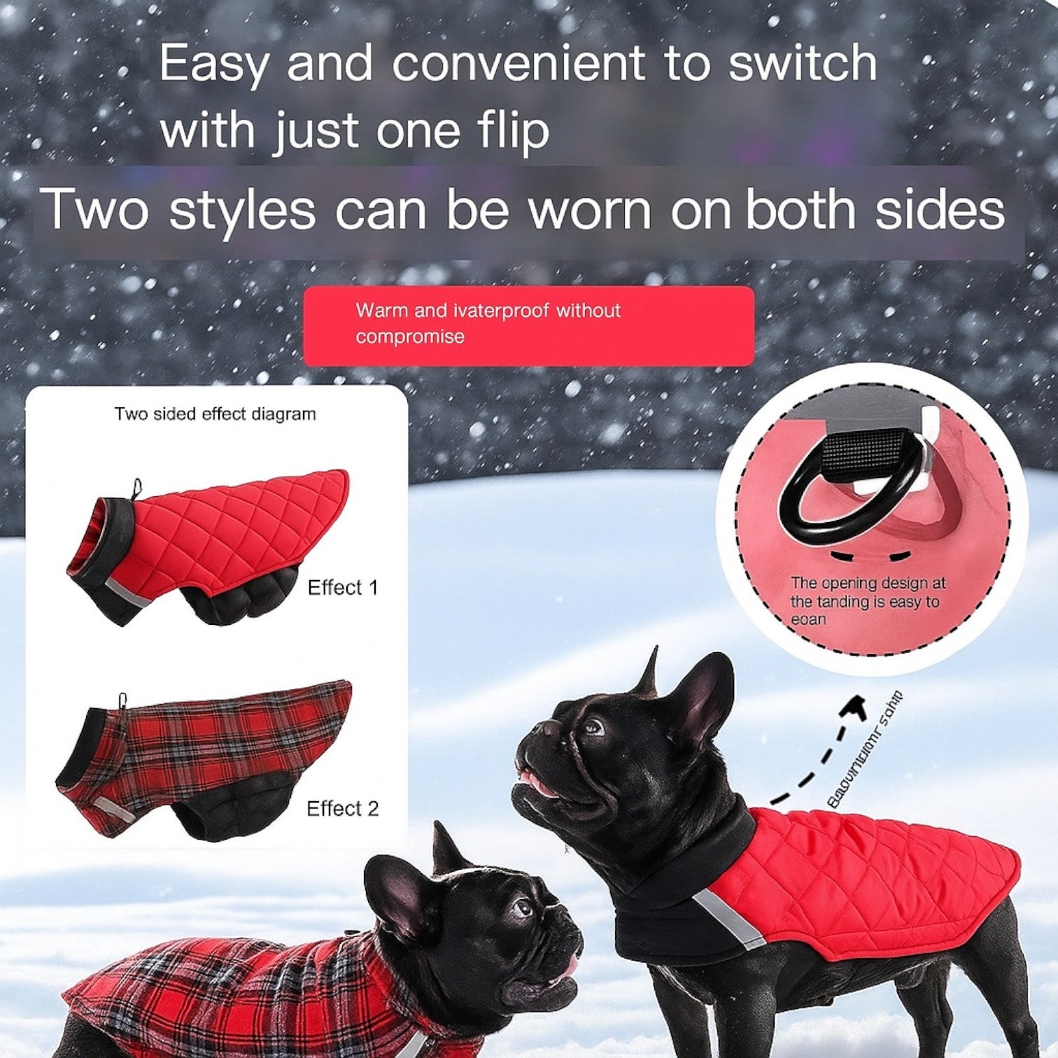 Premium Pawventura™ French Bulldog Winter Jacket — Reversible Reflect...