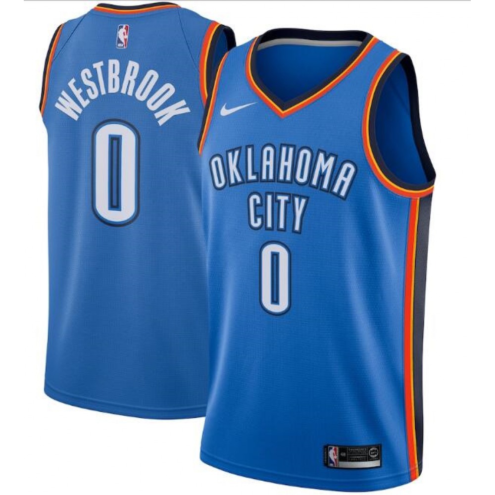Fan Favorite Authentic Men's OKC #0 Russell Blue Basketball Jersey