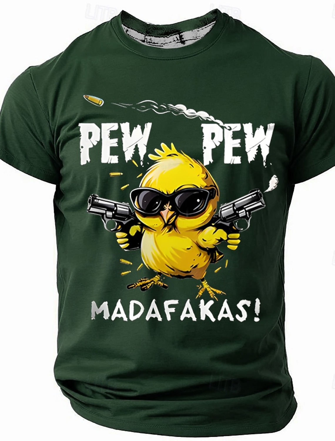 Men's Funny Pew Pew Madafacas Chick with Guns Graphic T-Shirt Edgy Humor Tee