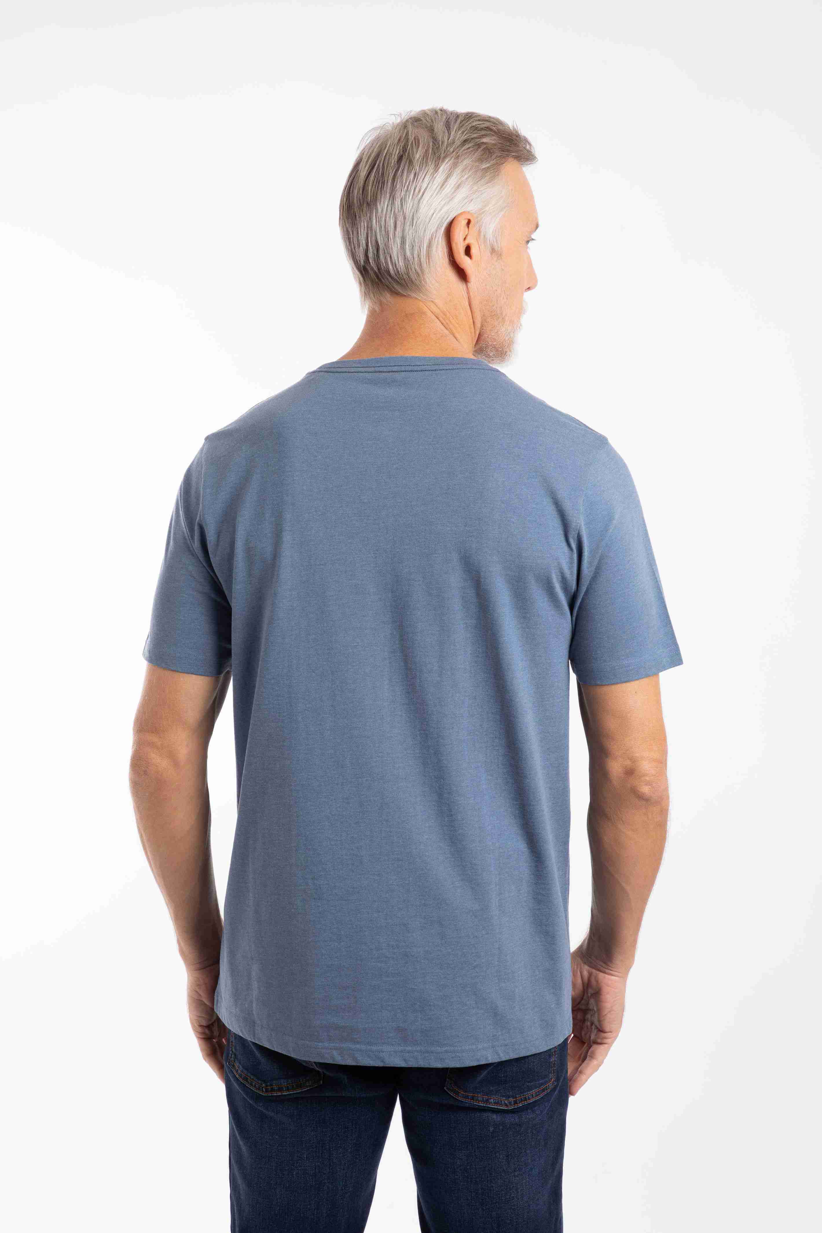 Leaping Fish Front Print Graphic T-Shirt Faded Blue