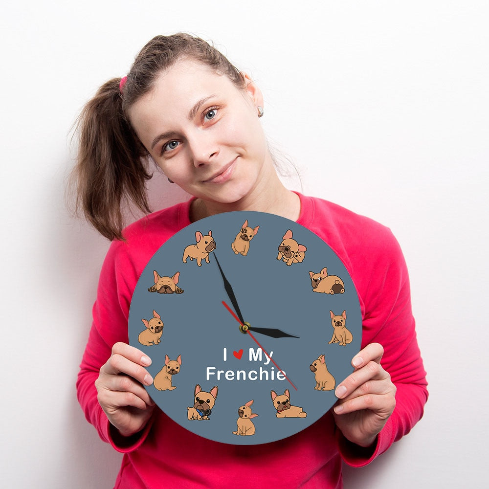 Love My Frenchie - Breed-specific Wall Clock Outdoor Use | Durable Build