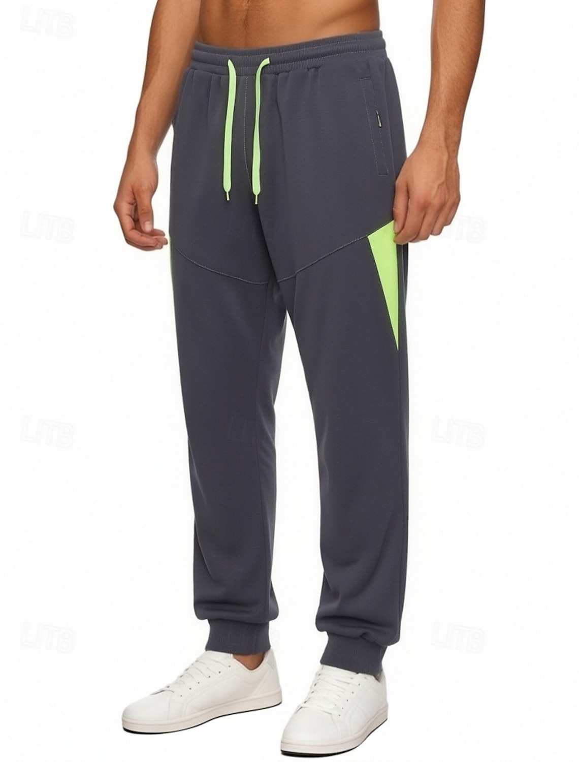 Men's Trousers Casual Pants Quick-dry Pants Drawstring Pocket Elastic Waist Color Block Lightweight Breathable Daily Outdoor Holiday Fashion Classic Style Blue Black Micro-elastic