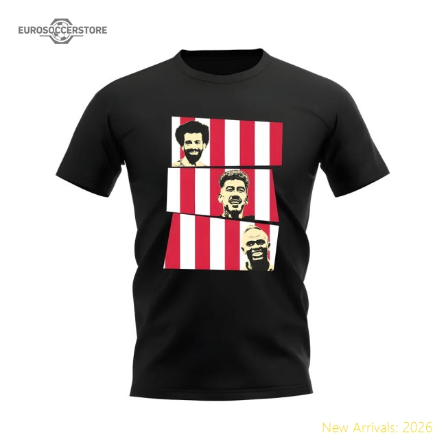Liverpool Fc Salah Firmino Mane Trio T-Shirt (Black) Fan Edition