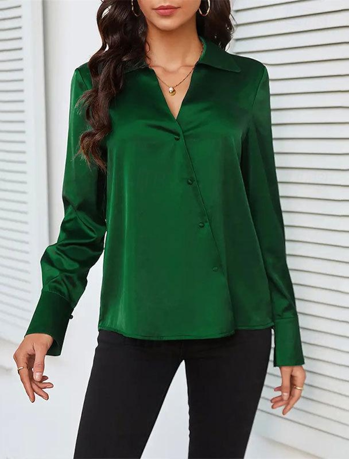 Shirt Blouse Women's Plain Button Street Daily Fashion Shirt Collar Regular Fit S