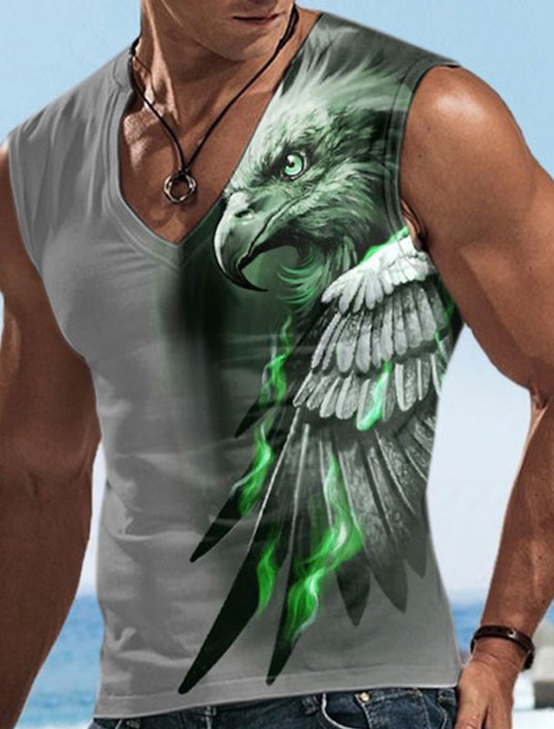 Men's Graphic Animal Wolf Vest Top Sleeveless T Shirt for Men Sleeveless Cap Sleeve T shirt 3D Print Crew Neck Shirt Fashion Designer Muscle Daily Sports Gym White Blue Brown Spring & Summer Clothing