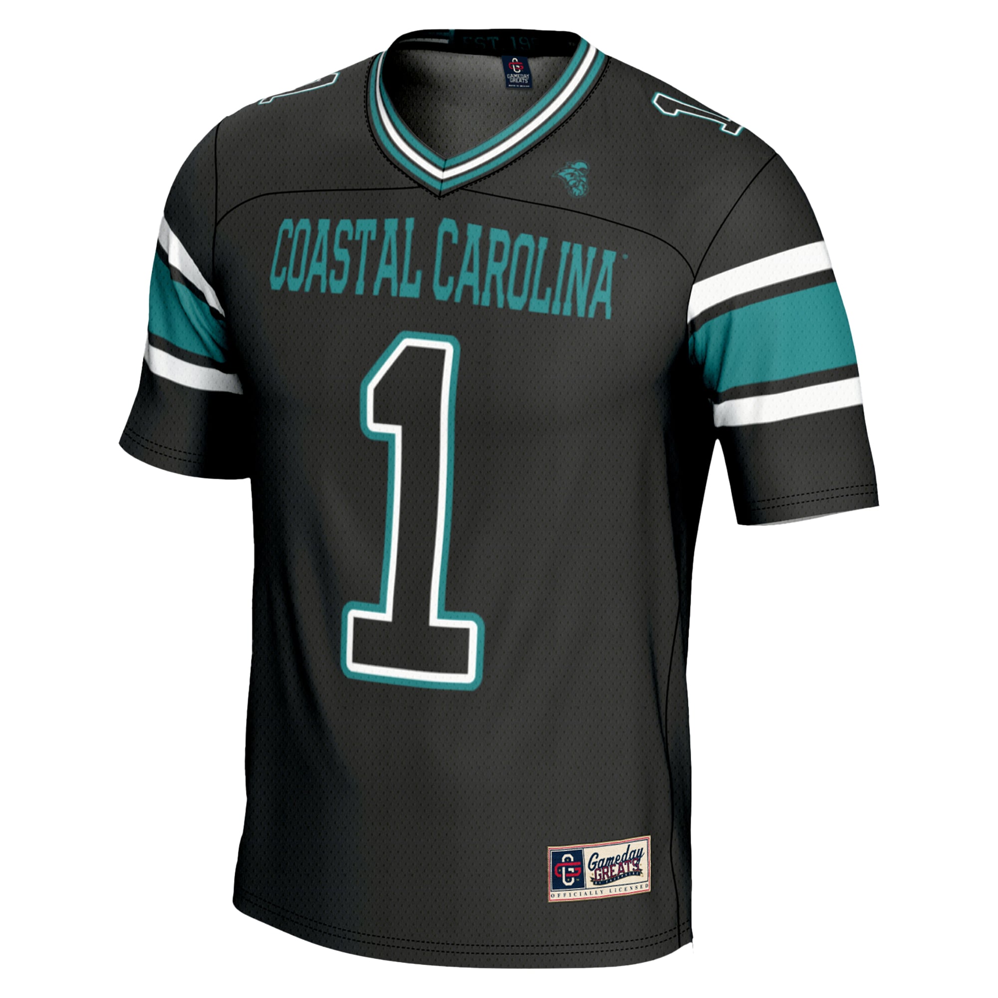 Men's #1 Black Coastal Carolina Chanticleers Endzone Football Jersey