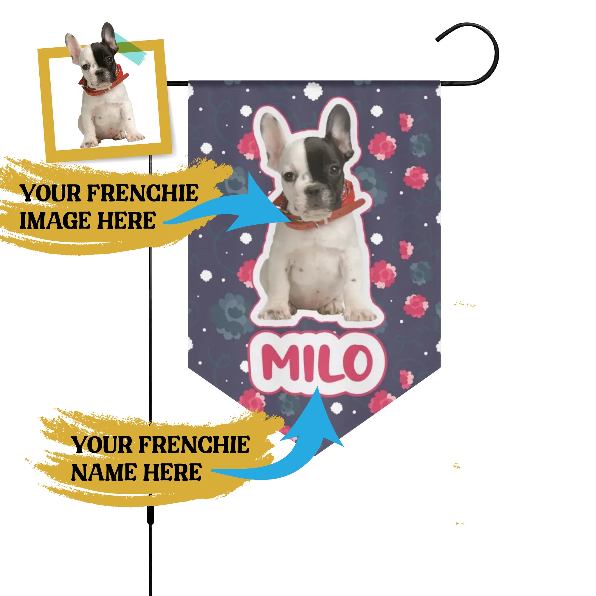French Bulldog Custom Garden Flag Banner With French Bulldog Name And