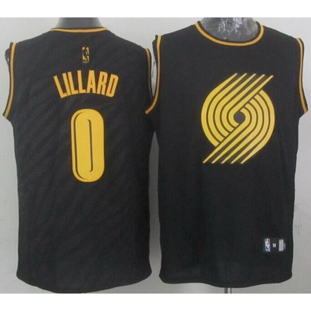 Blazers #0 Damian Lillard Black Precious Metals Fashion Stitched NBA Jersey