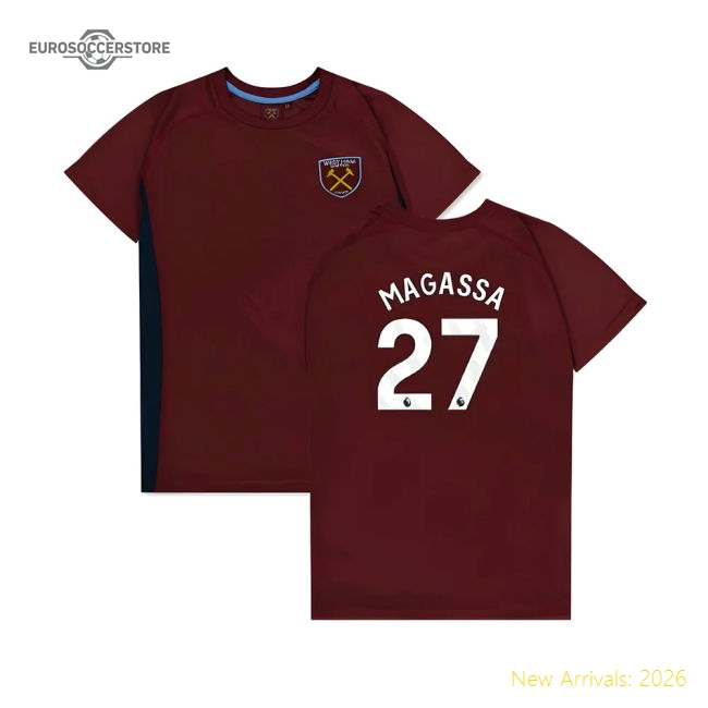 West Ham United Poly T-Shirt (Claret/Blue) - Kids (Magassa 27)