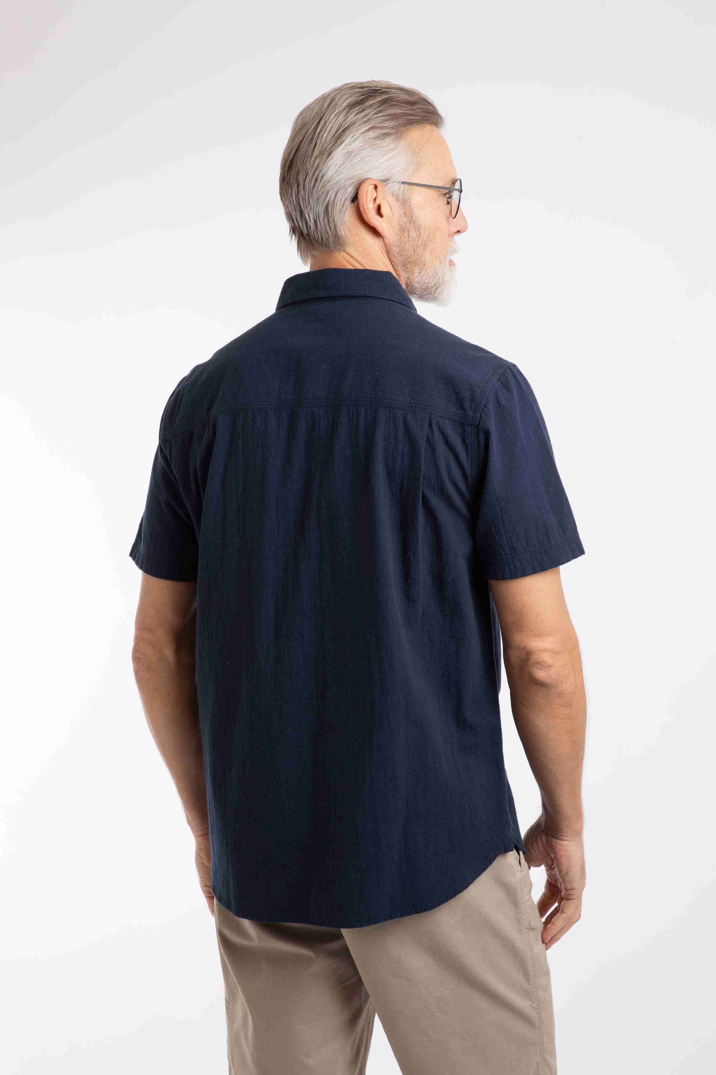 Hinton Textured Crepe Shirt Navy