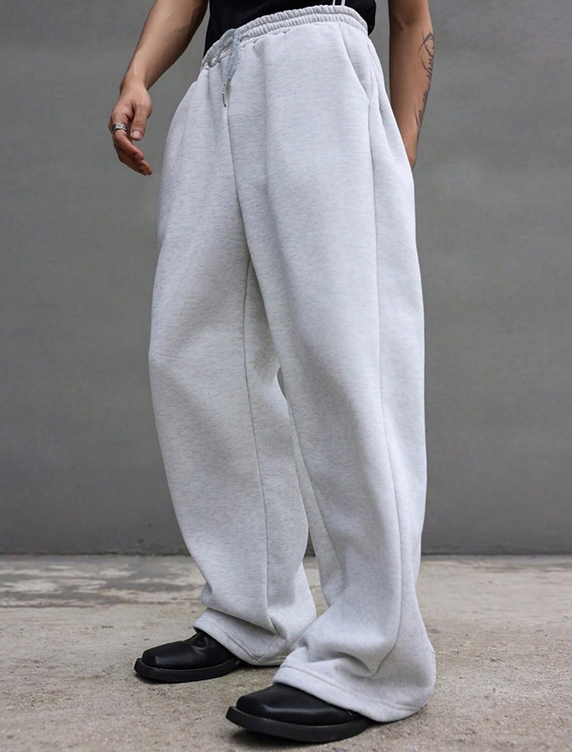 Men's Sweatpants Trousers Straight Leg Drawstring Pocket Elastic Wa #3