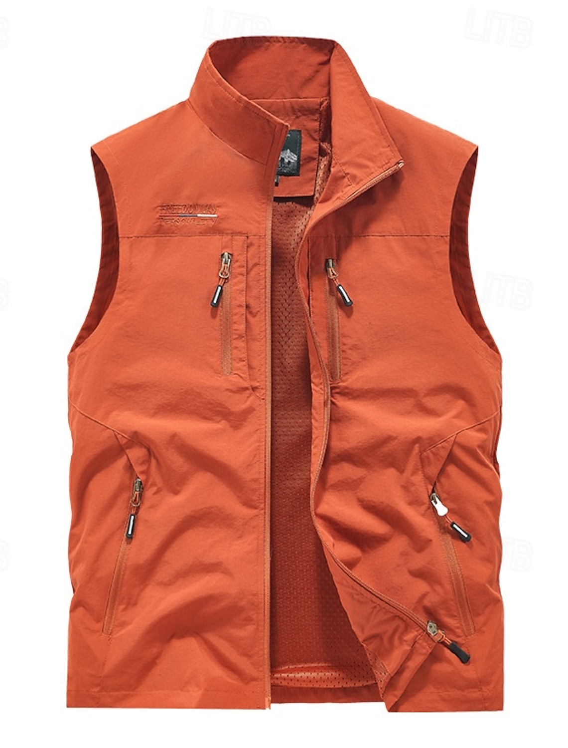 Men's Outdoor Vest Vest Fishing Vest Outdoor Daily Fashion Casual Spring Fall Pocket Polyester Comfortable Plain Zipper Stand Collar Regular Fit Black Orange Khaki Army Green Vest