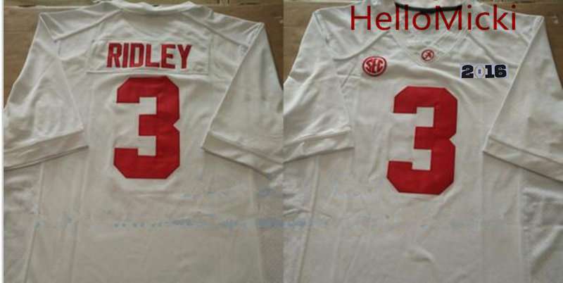 Men's Alabama Bama #3 Calvin Ridley White 2016 embroidered authentic