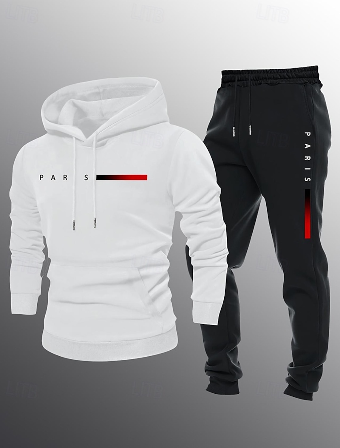 Men's 2 Piece Tracksuit Sports Sweatpants Hooded Sweatshirt with