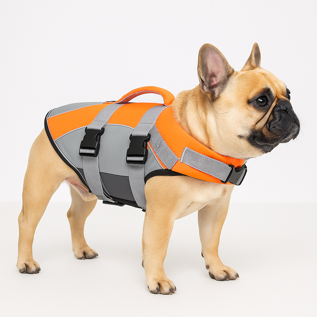 Frenchie Swim Jacket – Reflective Adjustable Summer Swim Vest