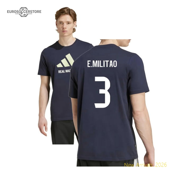 High-quality 2025-2026 Real Madrid Seasonal Graphic Tee (legend Ink