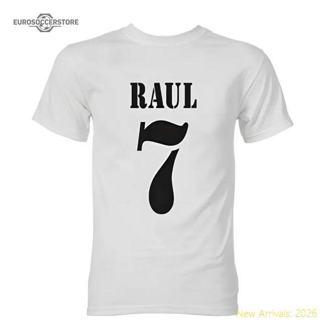 Raul Real Madrid Retro Style T-shirt (white) - Fantastic Value