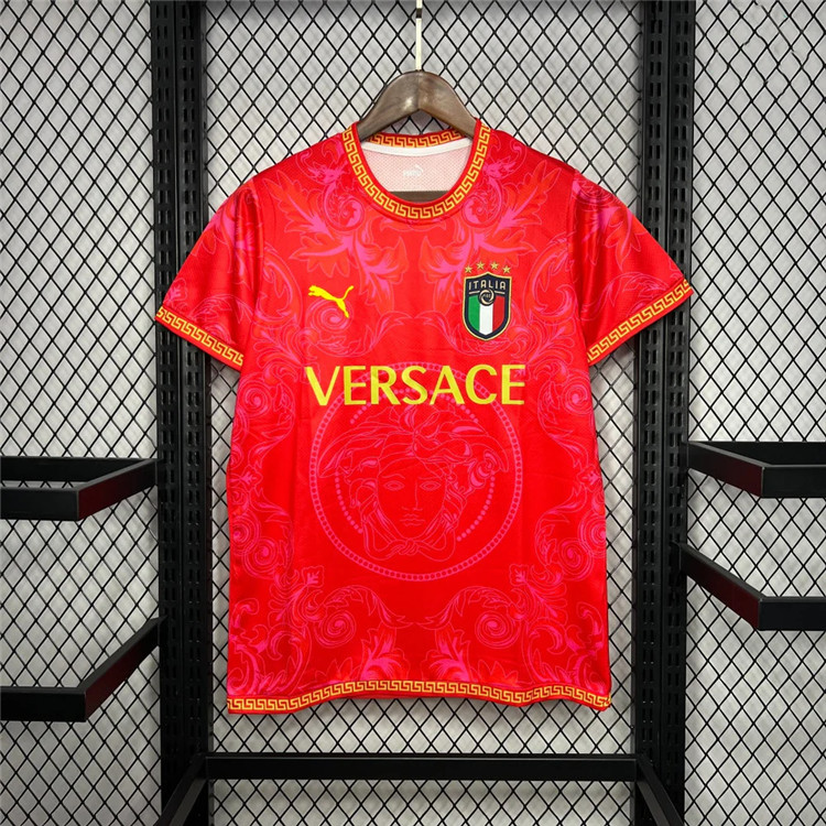 Official Italy X Versace Red Shirt - Official Replica 17018