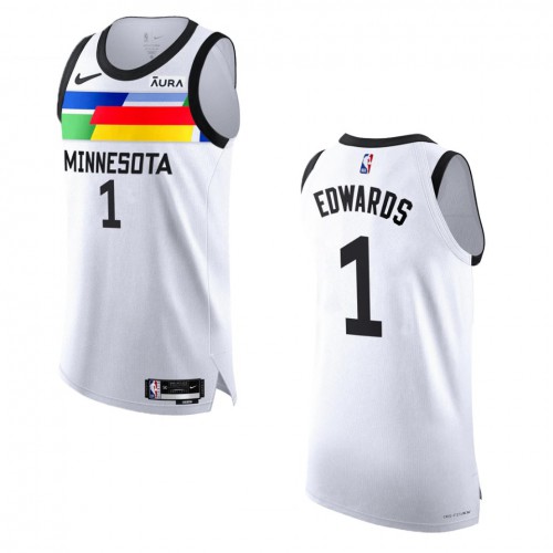 White Nike M. Timberwolves #1 NBA Jersey Game Day Wear Basketball Jersey