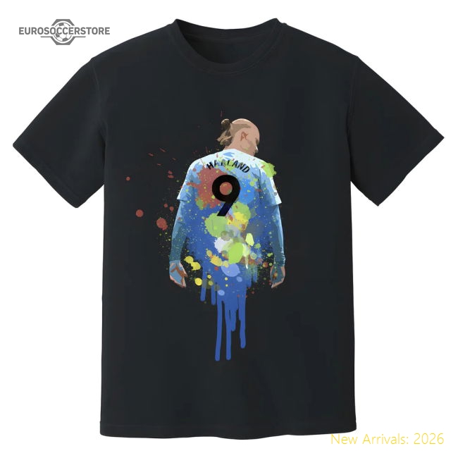 Erling City Haaland Man Art T-Shirt (Black) In Multiple Adult Sizes