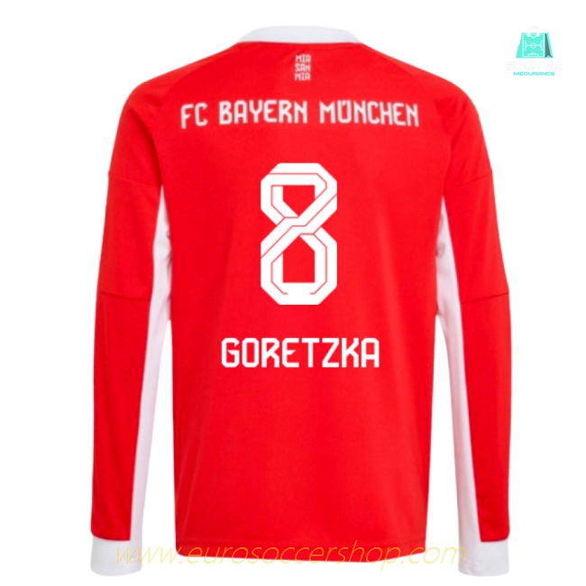 2025-2026 Bayern Munich Long Sleeve Home Shirt (Kids) (Goretzka 8)