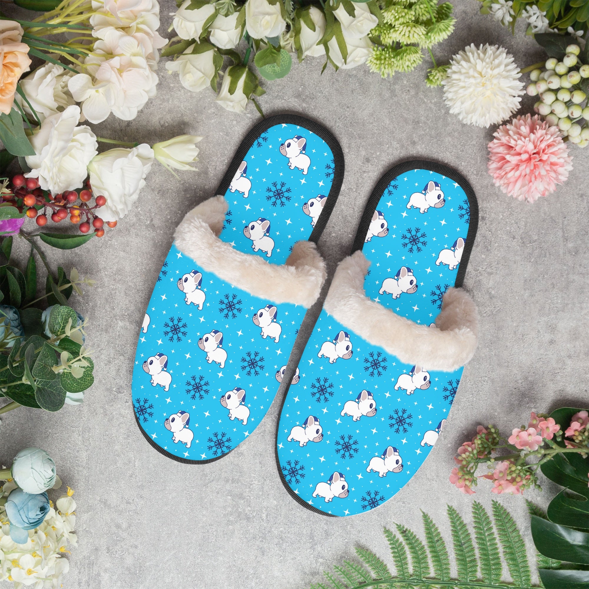 French Bulldog Waffle Cozy Winter Slippers Non-Slip Paw Protection