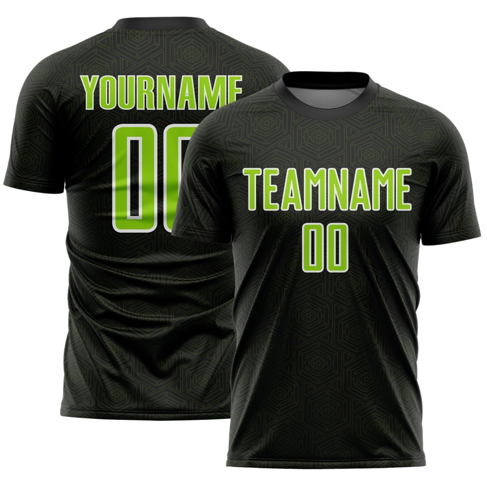 Sports Geometric Jersey Neon Shape Green-White Custom Soccer Uniform Sublimation Black