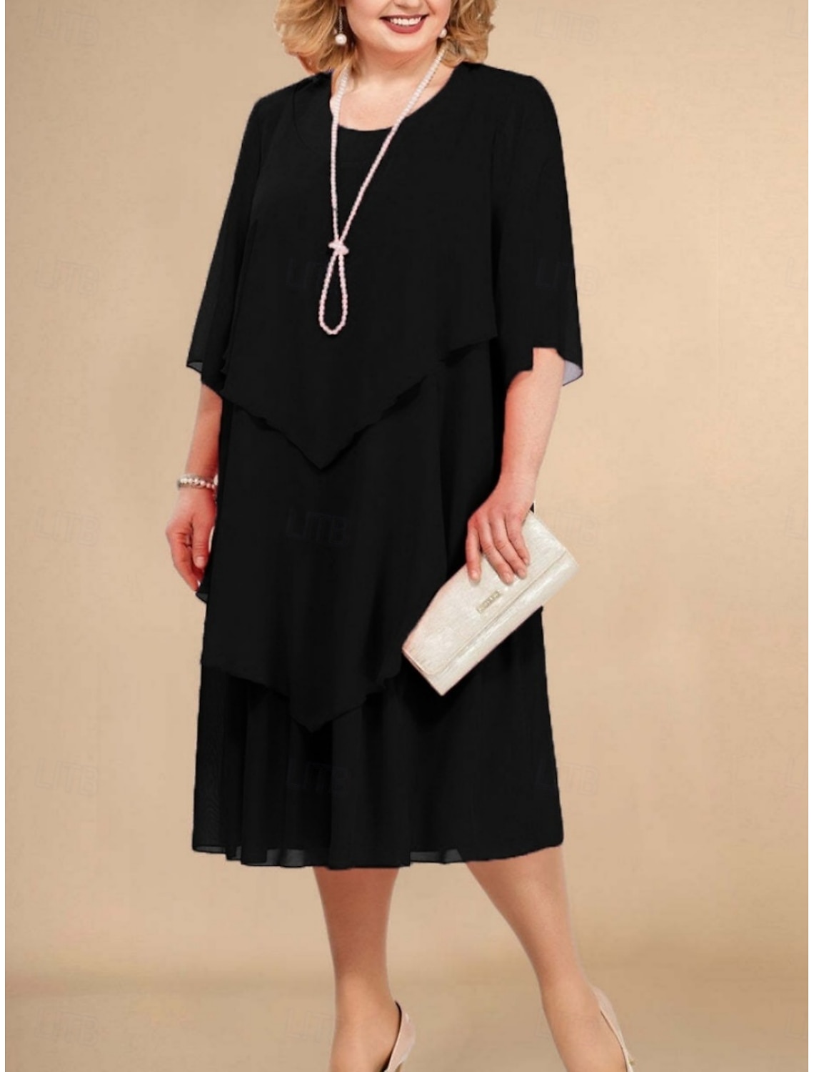 Women's Plus Size Casual Dress Solid Color Crew Neck Half Sleeve Spring Fall Elegant Fashion Modern Casual Midi Dress Daily Holiday Dress