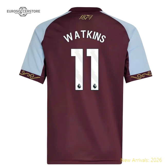 Authentic 2025-2026 Aston Villa Home Shirt (kids) (watkins 11)