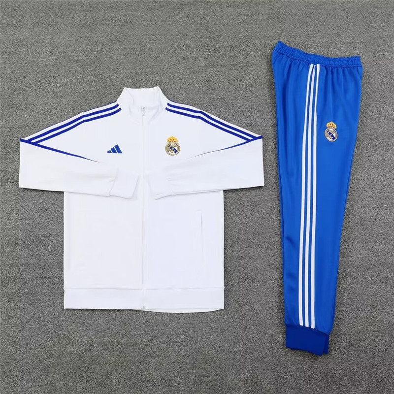 Real Madrid 2425 White Blue Stripes Jacket - Official Replica 24654