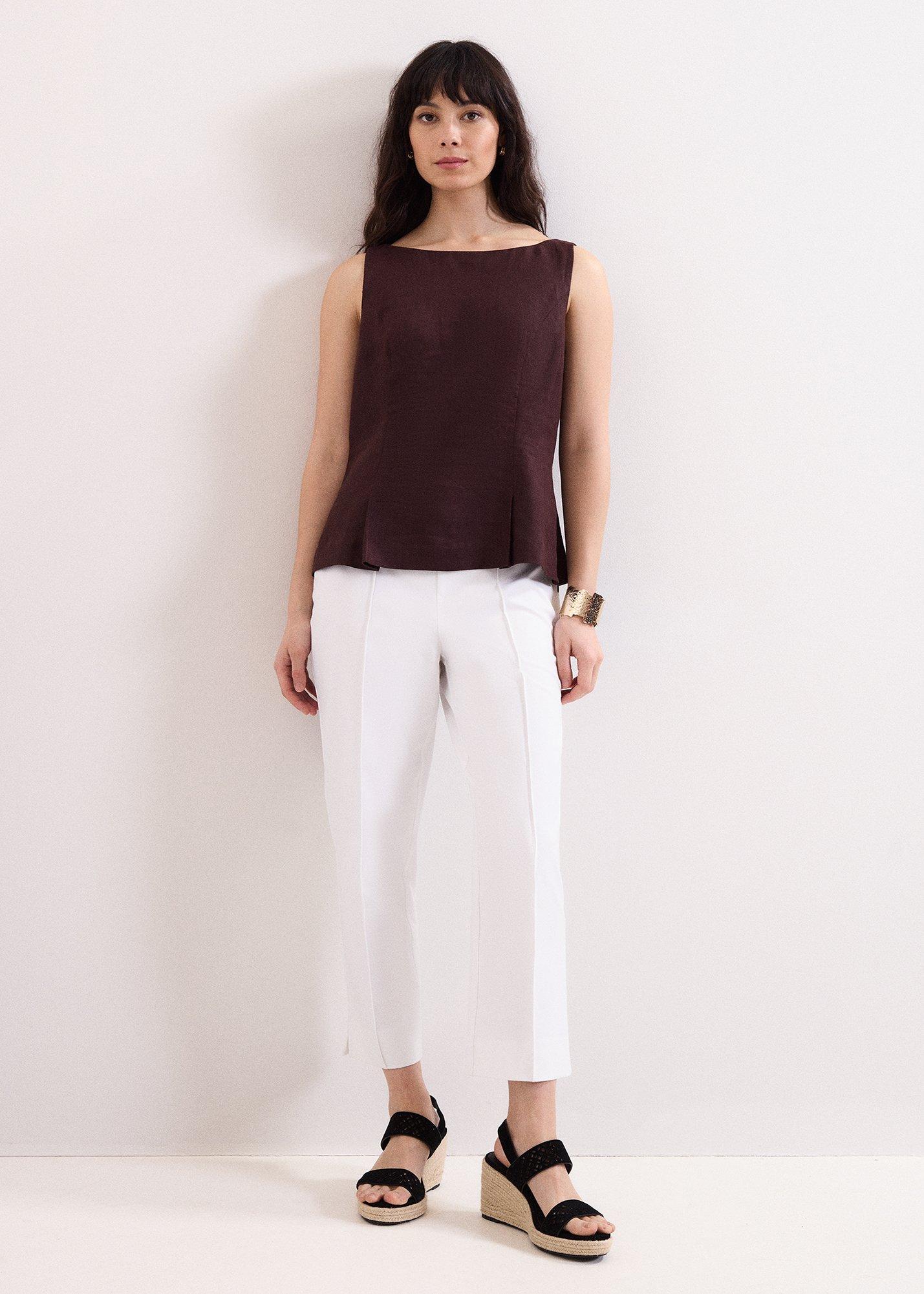 Miah White Cropped Slim Trousers