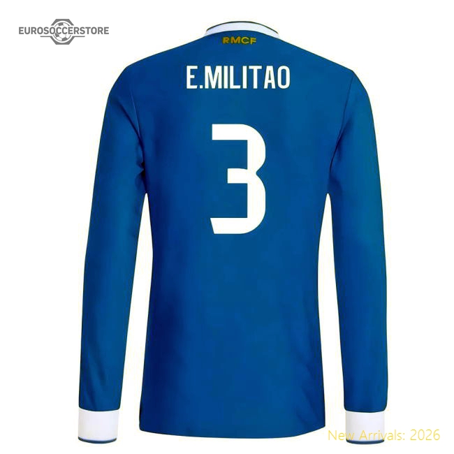 Authentic 2025-2026 Real Madrid Authentic Long Sleeve Third Shirt (E.Militao