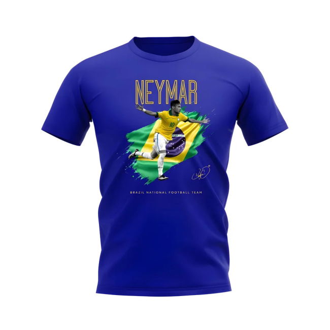 Soccer Neymar Brazil Celebration T-Shirt (Blue) Cup National