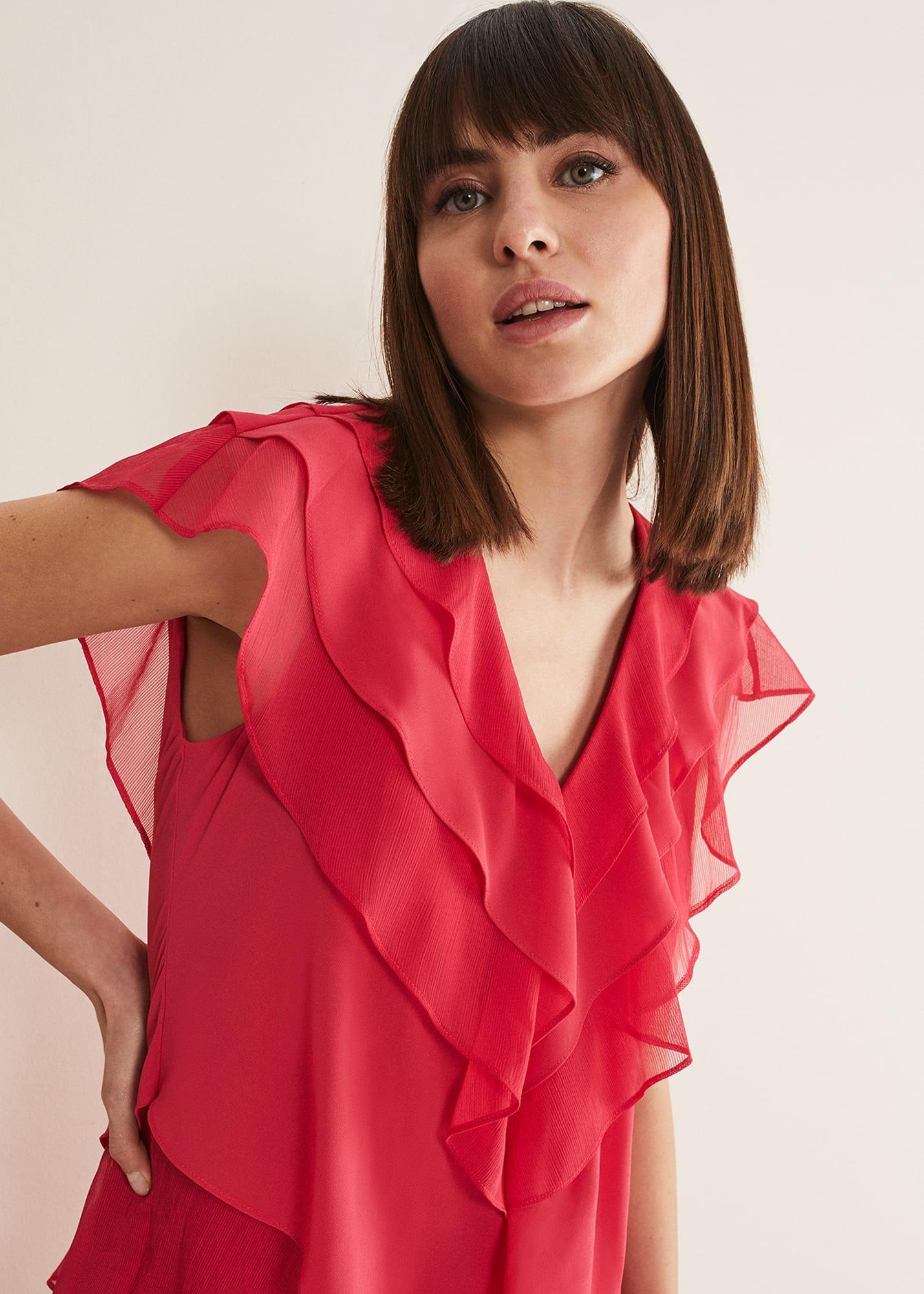 Sage Pleated Ruffle Mini Dress