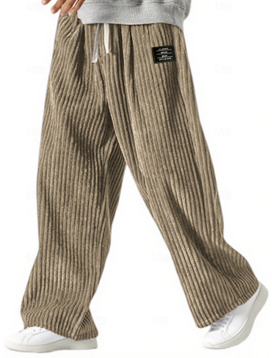 Men's Sweatpants Trousers Corduroy Pants Baggy Straight Leg Drawstring