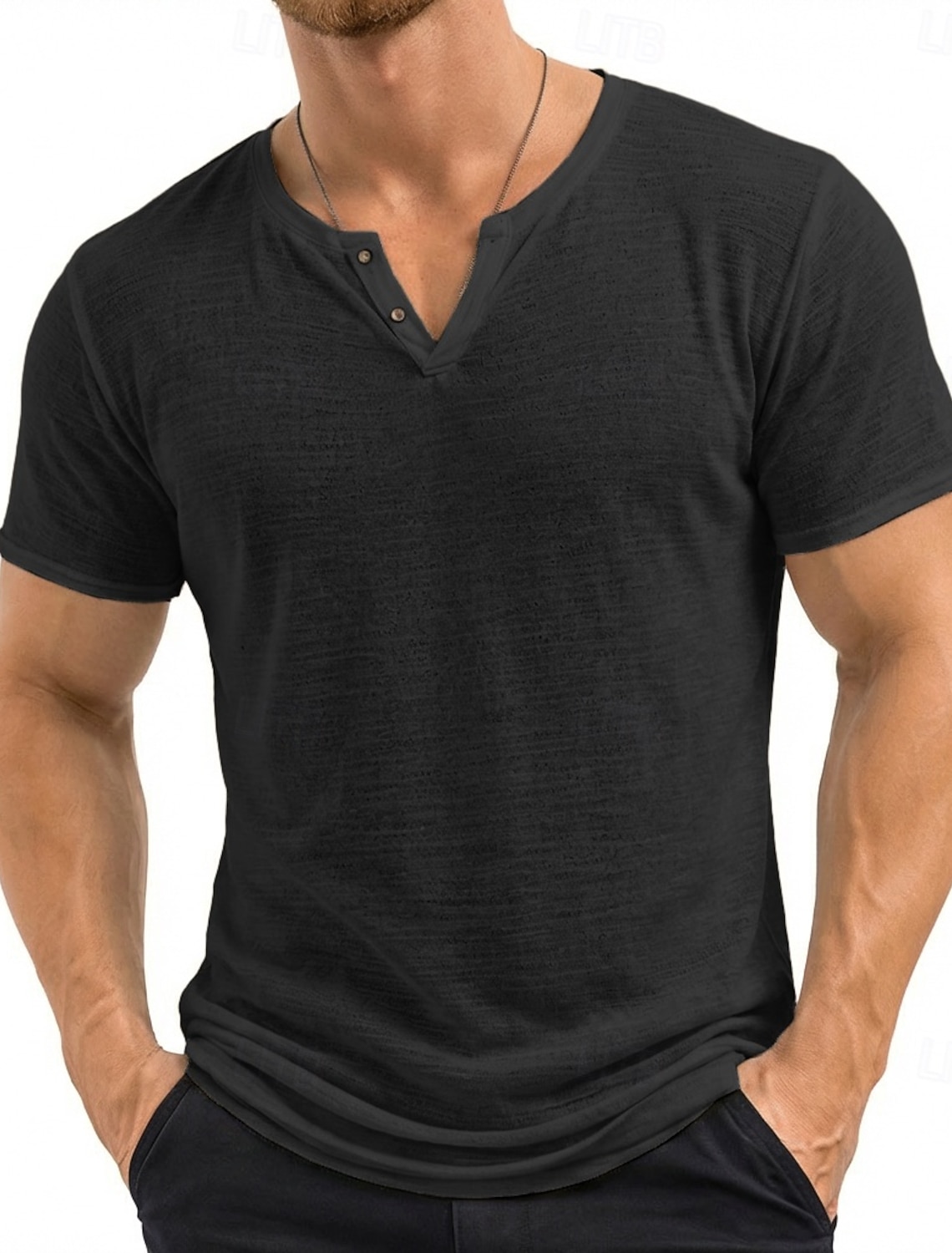 Men's T Shirt Knit Tee Tee Top Short Sleeve V Neck Summer Solid Color Textured Fashion Lightweight Basic Mesh Knitted Plain Casual Vacation Street Black Purple Green Top Tee for Men