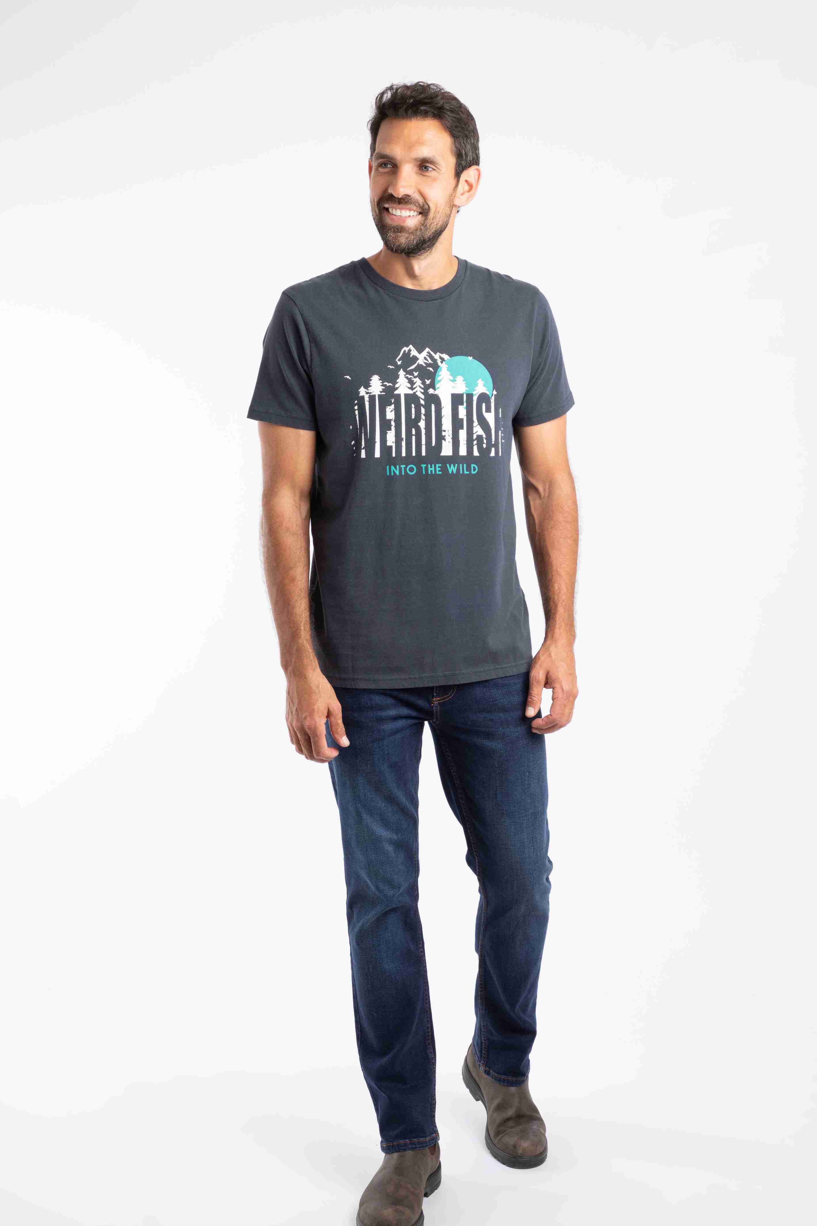 Into The Wild Front Print Graphic T-Shirt Navy