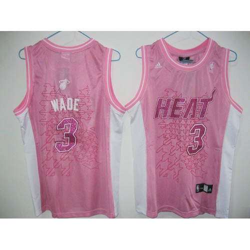 Miami Heat #3 Dwyane Wade Pink Fashion Womens Stitched NBA Jersey Womens