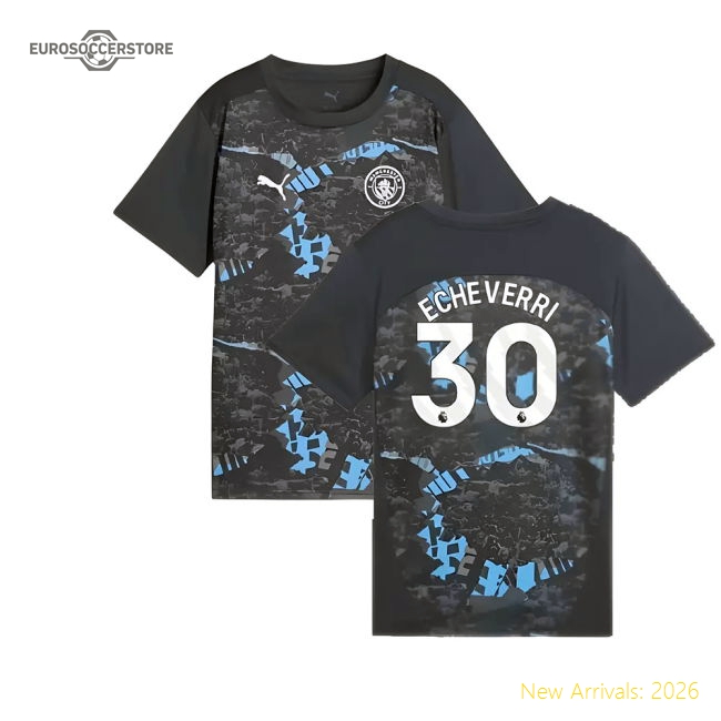 2024-2025 Man City Prematch SS Jersey (Strong Gray) - Kids (Echeverri 30)