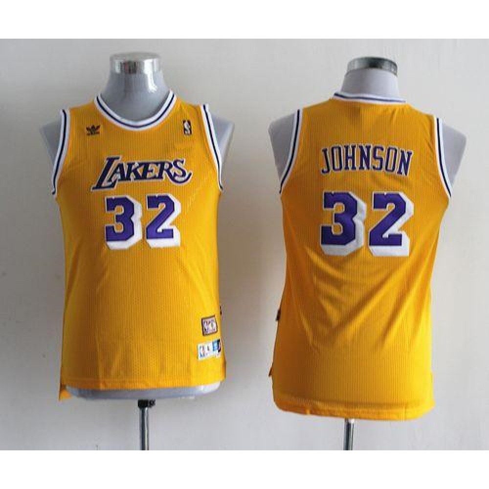Lakers #32 Magic Johnson Yellow Throwback Stitched Youth NBA Jersey