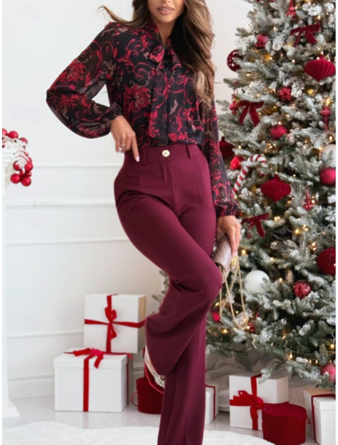 Women's Shirt Blouse Casual Floral Regular Tops Long Sleeve Turtleneck Buttons Print Regular Fit Daily Spring & Fall